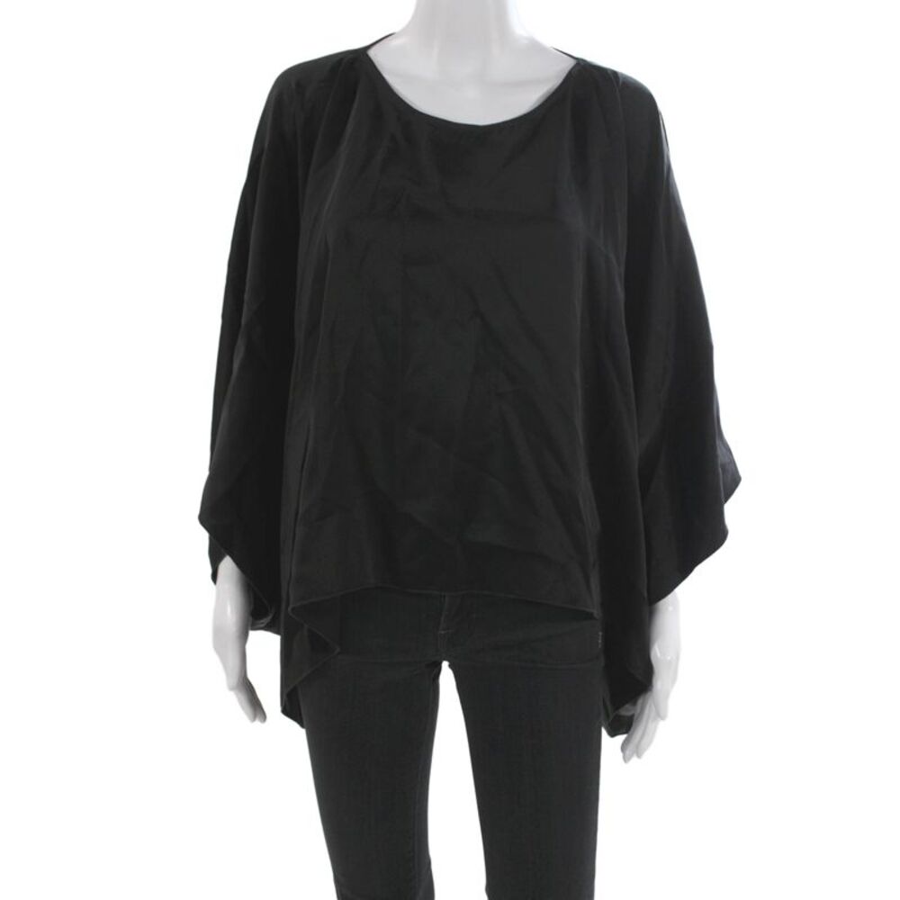 Viktoria+Woods Women Kimono Blouse Black 3/4 Sleeve Triacetate Size 1